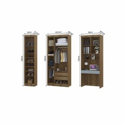 Quarto Home Office com Guarda Roupas e Bancada de Estudos Paris Luciane Móveis - 4