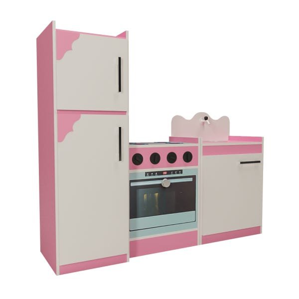 Kit Cozinha Infantil de Brinquedo 03 Peças Rosa/Branco - Criança