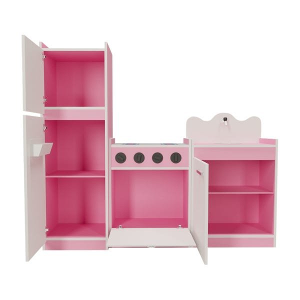 Kit Cozinha Infantil de Brinquedo 03 Peças Rosa/Branco - Criança