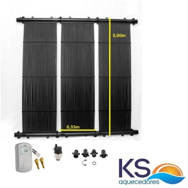 Kit Aquecedor Solar Piscina até 50M² e/ou até 70 mil litros TekSol Controlador Bivolt
