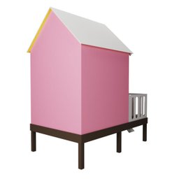 Casinha de Brinquedo Alta Rosa com Cercado e Telhado Branco - Criança Feliz - 9
