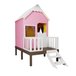 Casinha de Brinquedo Alta Rosa com Cercado e Telhado Branco - Criança Feliz - 1