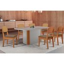 Ver imagem 1 de Sala Jantar Mesa Pietá Tampo C/ Vidro Curvo 180cm+6 Cadeiras Havana Naturale/off White - Suede