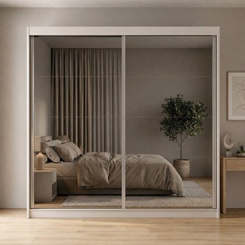 Guarda-Roupa 2 Portas de Correr com 2 Espelhos e 3 Gavetas Vit
