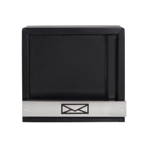 Caixa de Correio Grade Vertical Preto Fosco Tarja Inox Top Moderna