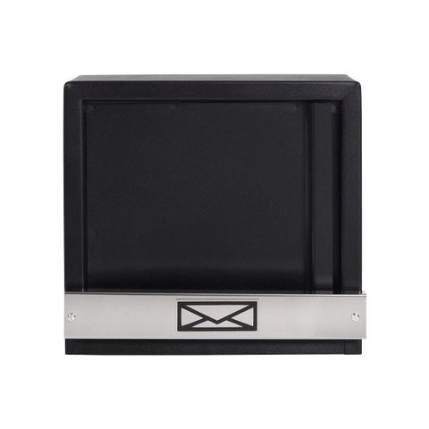 Caixa de Correio Grade Vertical Preto Fosco Tarja Inox Top Moderna