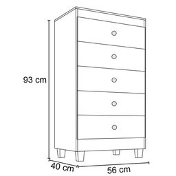 Cômoda Infantil 56cm 5 Gavetas Beka I03 Branco - Mpozenato - 4