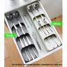 Kit com 3 Organizador de Talheres Separador Divisor para Gaveta Porta Garfo Faca Colher Branco - 4