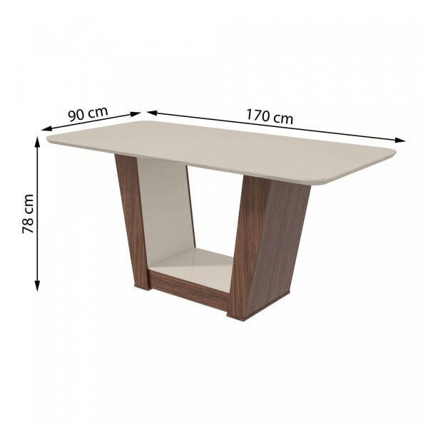 Mesa de Jantar Tampo de Vidro 90x170cm Apogeu Plus Móveis Lopas - 3