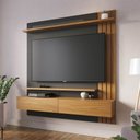 Ver imagem 3 de Painel Home Suspenso para TV 65 Pol. 150cm Buriti C05 Noce Milano/Preto Fosco - Mpozenato
