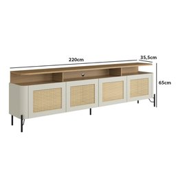 Rack para Tv 220cm com Porta Sextavada Pés em Metal 100% Mdf Cor:louro e Luna com Preto - 3