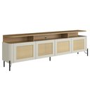 Ver imagem 2 de Rack para Tv 220cm com Porta Sextavada Pés em Metal 100% Mdf Cor:louro e Luna com Preto