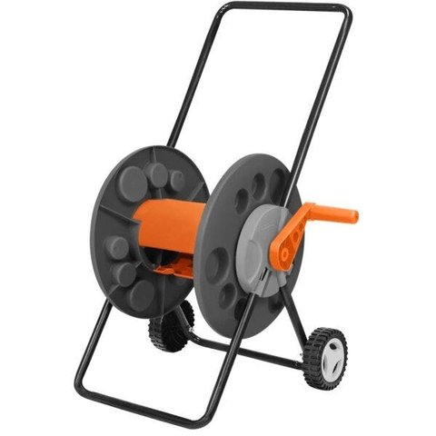 Enrolador de Mangueira COM RODINHAS 55M Tramontina CINZA / LARANJA