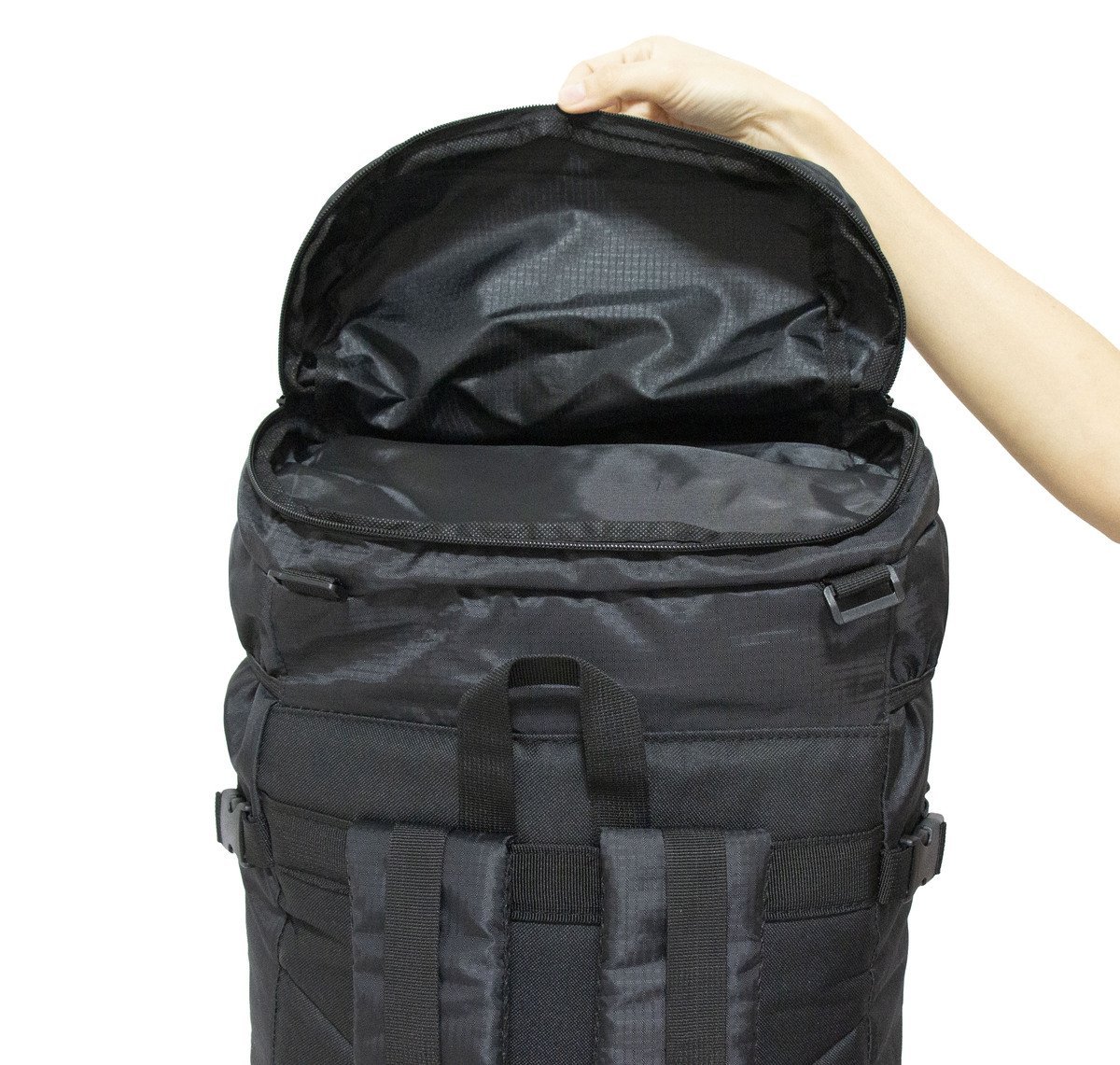 MOCHILA 75L CAMPING ESPORTE ESCOTEIROS ACAMPAMENTO REFORÇADA:Preto - 5