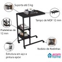 Ver imagem 3 de Mesa Auxiliar Fit Preta Para Sofá  Com Rodinhas Notebook