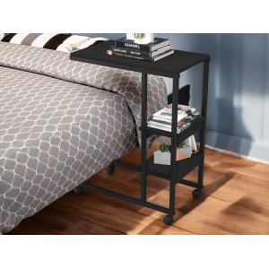 Mesa Auxiliar Fit Preta Para Sofá  Com Rodinhas Notebook