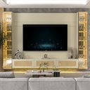 Ver imagem 7 de Estante Home para TV até 85 Polegadas com LED e Vidro Reflecta 100% MDF 217,6CMX293,4cm Luminare Native Off White
