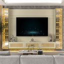 Ver imagem 7 de Estante Home para TV até 85 Polegadas com LED e Vidro Reflecta 100% MDF 217,6CMX293,4cm Luminare Native Off White
