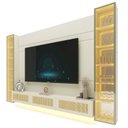 Ver imagem 2 de Estante Home para TV até 85 Polegadas com LED e Vidro Reflecta 100% MDF 217,6CMX293,4cm Luminare Native Off White