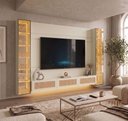 Ver imagem 1 de Estante Home para TV até 85 Polegadas com LED e Vidro Reflecta 100% MDF 217,6CMX293,4cm Luminare Native Off White