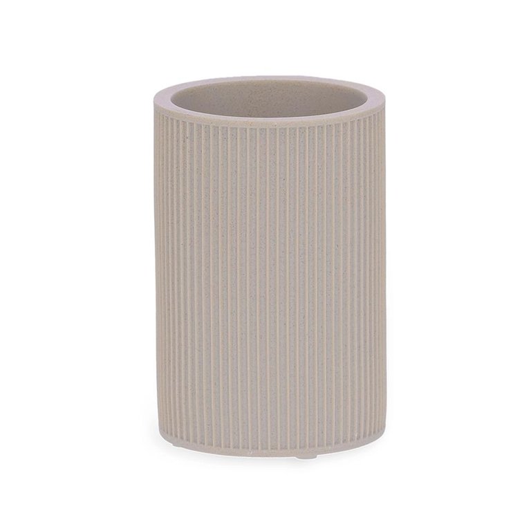 Copo Porta Escova de Dentes em Polirresina Bege Mart 11,5cm