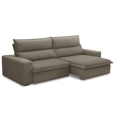 Sofá Retrátil Reclinável para Sala 4 Lugares 280cm Senzi F04 Veludo Marrom Claro - Lyam Decor