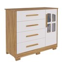Ver imagem 1 de Cômoda Infantil Charlô 1 Porta 4 Gavetas - Móveis Peroba Amendoa/branco