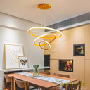 Ver imagem 2 de Lustre Led Moderno Pendente Dourado C/ Controle 80cm 113w