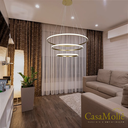 Ver imagem 3 de Lustre Led Moderno Pendente Dourado C/ Controle 80cm 113w