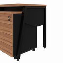 Ver imagem 5 de Mesa Escrivaninha 120cm x 60cm Tampo Chanfrado e Gaveteiro Móvel com 4 Gavetas F5 Office Cor:Nogal