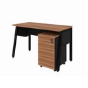 Ver imagem 2 de Mesa Escrivaninha 120cm x 60cm Tampo Chanfrado e Gaveteiro Móvel com 4 Gavetas F5 Office Cor:Nogal