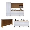 Ver imagem 2 de Cozinha Completa Modulada 8 Peças 11 Portas 10 Gavetas Norten Branco/Nature