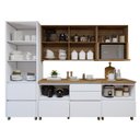 Ver imagem 4 de Cozinha Completa Modulada 8 Peças 11 Portas 10 Gavetas Norten Branco/Nature