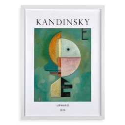 Quadro Decorativo Kandinsky - Upward 45x34cm - com Vidro:moldura Branca - 2