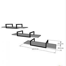 Kit com 3 Prateleira Industrial Suspensa Parede Nicho Cinza Cozinha Escritorio Sala Quarto Infantil - 3