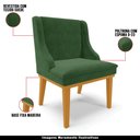 Ver imagem 4 de Kit 3 Cadeiras Decorativas Sala de Jantar Base Fixa de Madeira Firenze Suede Verde/Castanho G19 - Gr