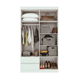 Guarda-Roupa Roupeiro Zeus 4 Portas com Espelho 2 Gavetas Branco - 2
