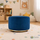 Ver imagem 2 de Kit 2 Puff Infantil Premium - Banquinho Redondo Estofado para Quarto, Sala Pés Anti-Umidade Azul