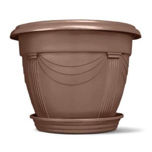 Vaso Romano Redondo 02 com Prato Nutriplan Cor Tabaco