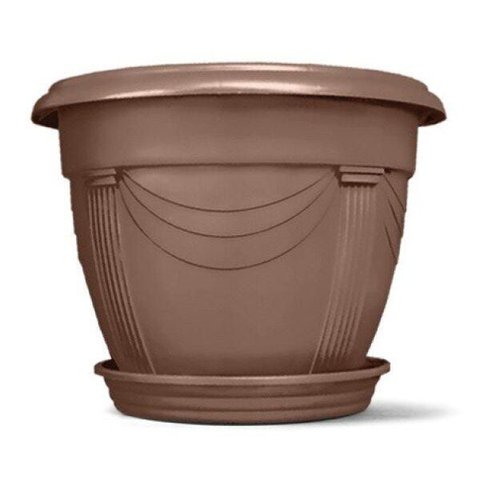 Vaso Romano Redondo 02 com Prato Nutriplan Cor Tabaco