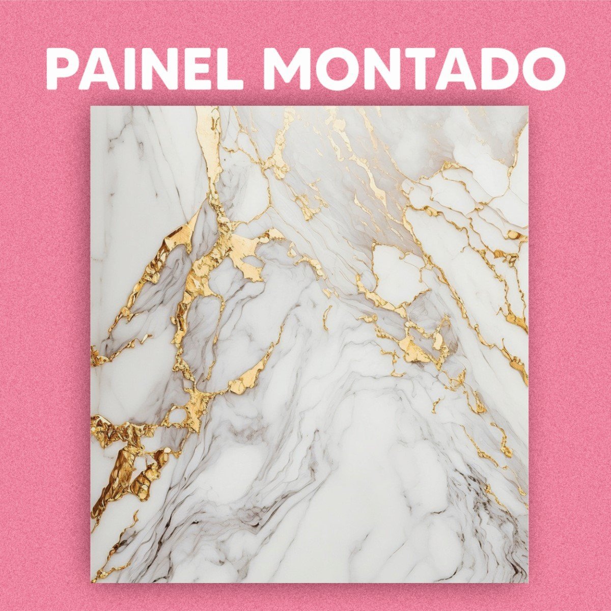 Papel de Parede Painel 3D Mármore Branco com Ouro 1M Auto Colante Lavável Revestimento Brilhoso - 3