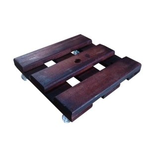Suporte Madeira Natural Quadrado para Vasos com Rodinhas 30 x 30 cm