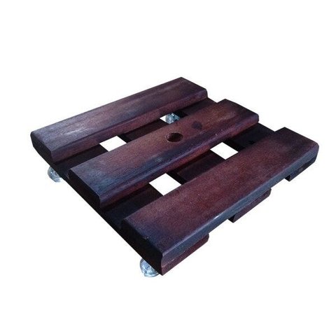 Suporte Madeira Natural Quadrado para Vasos com Rodinhas 30 x 30 cm
