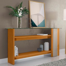 Aparador Frizz Cinamomo/off White com Tampo de Vidro - Madetec - 2