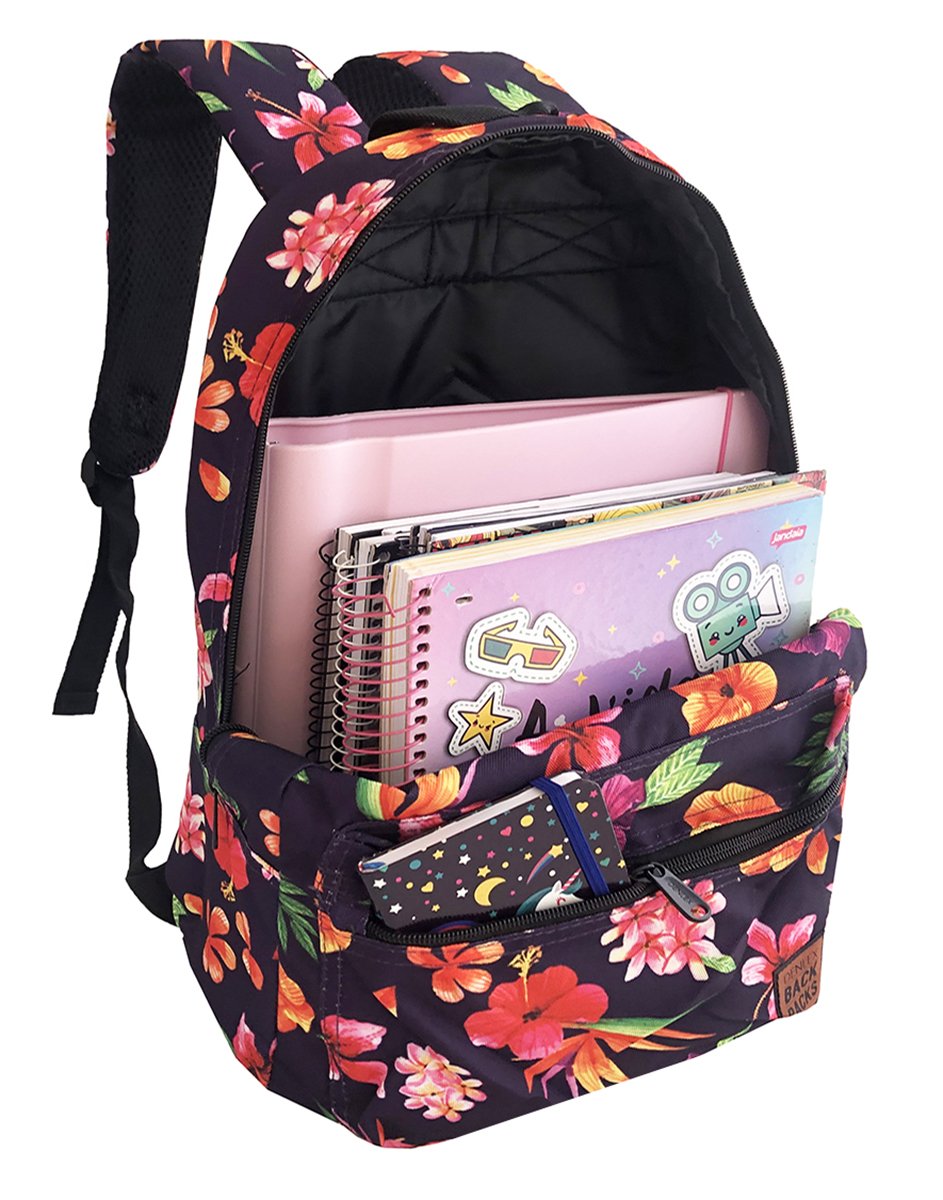 Mochila Reforçada Meninas Costas Escolar Flores - 3