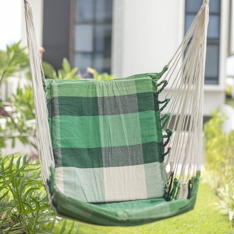 Rede Cadeira de Descanso Estofada de Algodão 1,30 x 0,85 Modelo Mariposa Verde - Hale