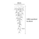 Ver imagem 4 de Pendente Moderno Preto 18 Globos Pé Direito Duplo Escada