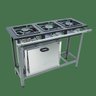 Fogao Industrial 3 Bocas M-11 1 Queimador Duplo 2 Queimadores Simples S2000 30x30 com Forno - - 1