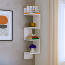 Ver imagem 1 de Prateleira Nicho de Canto Moderna Estante Porta Livro Decoração Enfeite Mdf Branca