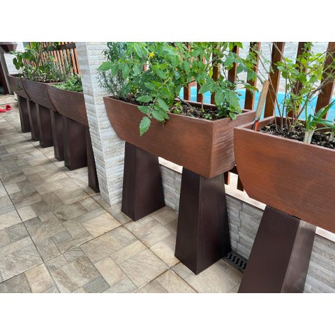Vaso Planta 100x30 Jardineira Floreira Suporte Polietileno BGPLASTICOS V5100S PRETO 002